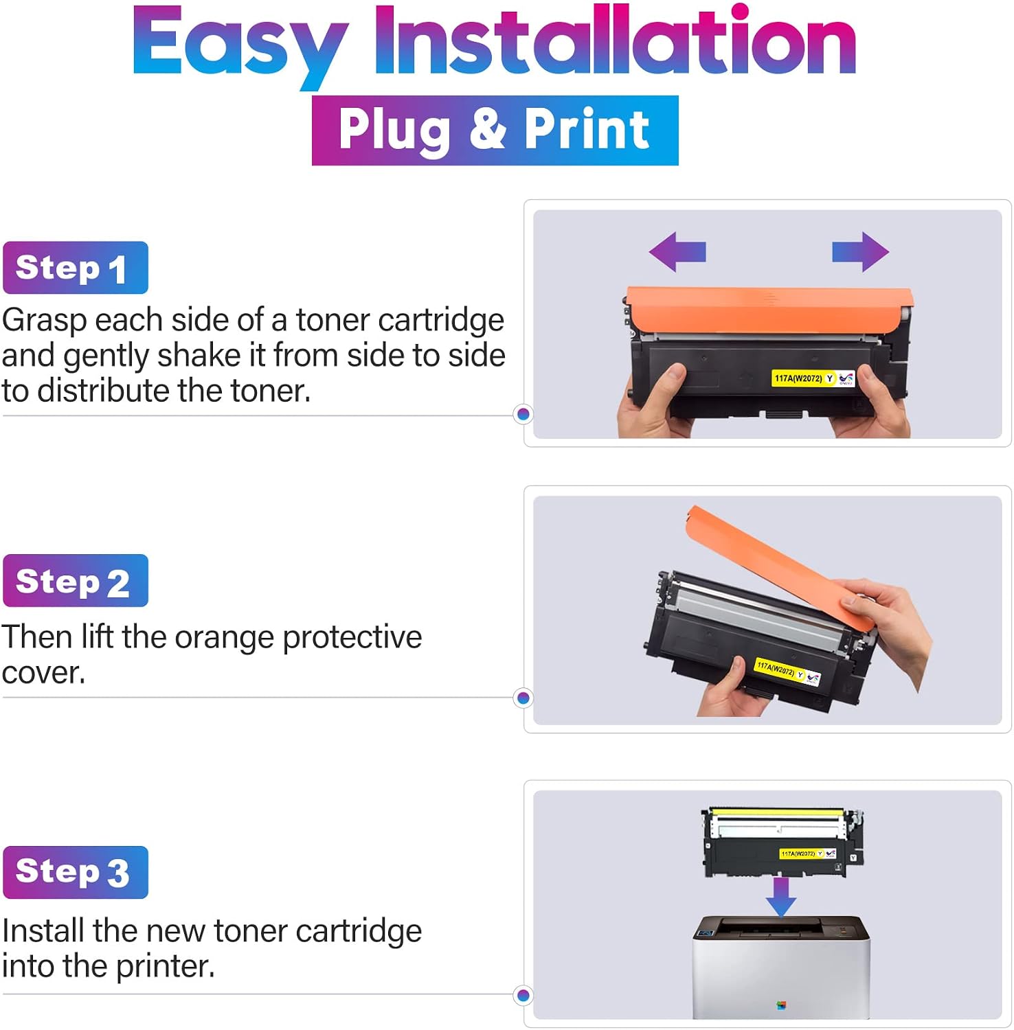 Thumbnail 4 de ONLYU 117A kompatibles Toner-Set für HP Color Laser MFP 178/179/150 – Schwarz, Cyan, Gelb, Magenta (W2070A–W2073A)
