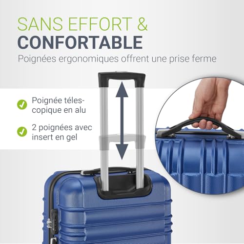 Detalle de Juskys Ensemble de valises rigides 4 pièces – Bleu, serrure à combinaison et roulettes silencieuses