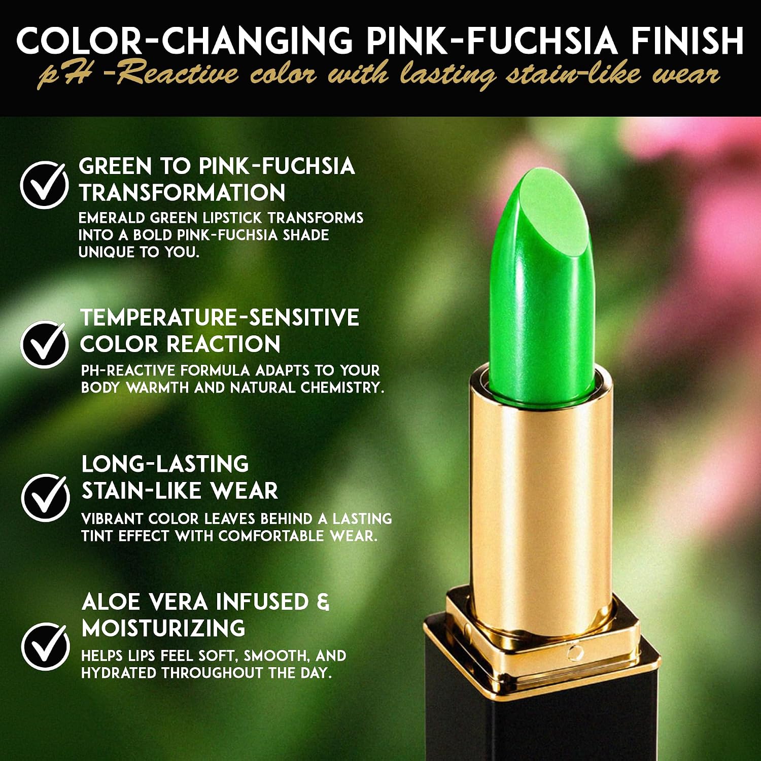 Detalle 1 de L'Paige SG_B0001K55RM_US Color-Changing Green Lipstick, Shade LGR