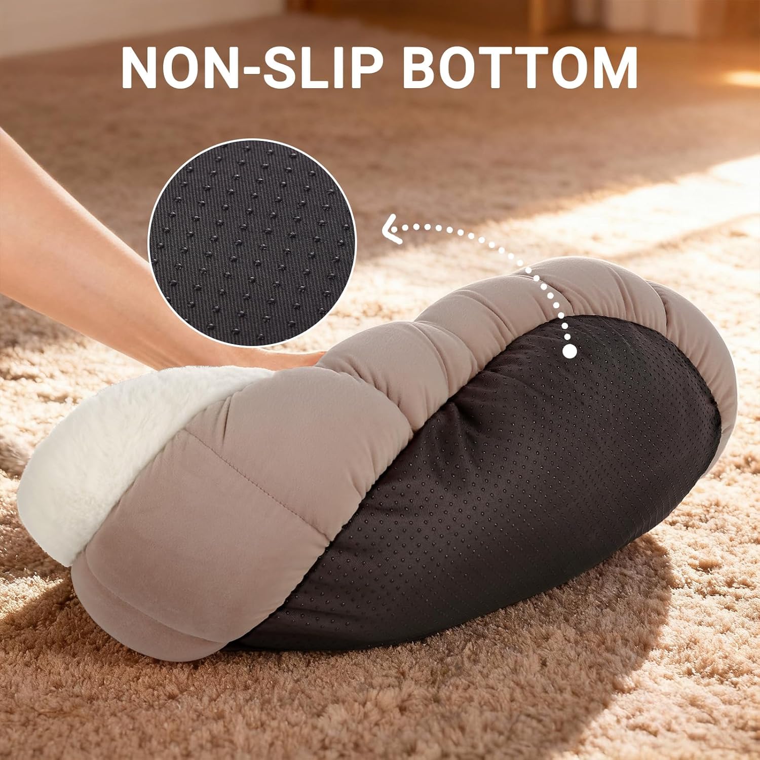 Thumbnail 5 de EDMIENS Small Cat Bed, Round Donut Cushion – 45x45x16.5cm, Brown
