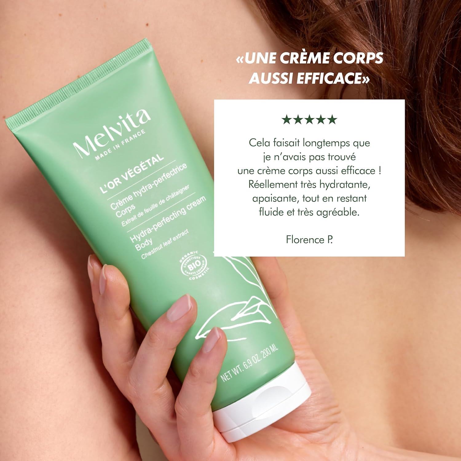 Detalle de Melvita Crème Corps Hydra-Perfectrice Or Végétal – Hydratation 24h pour peaux sèches (200 ml)