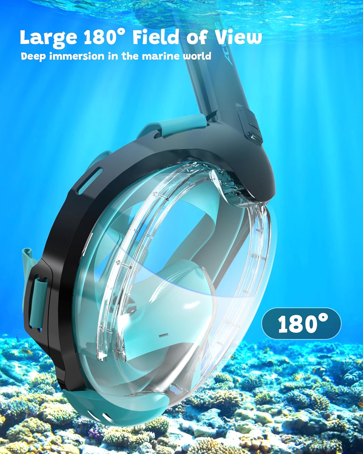 Detalle de ACURE Kids Full Face Snorkel Mask SN03 (3–8 years) with Anti-Fog & Easier Breathing System