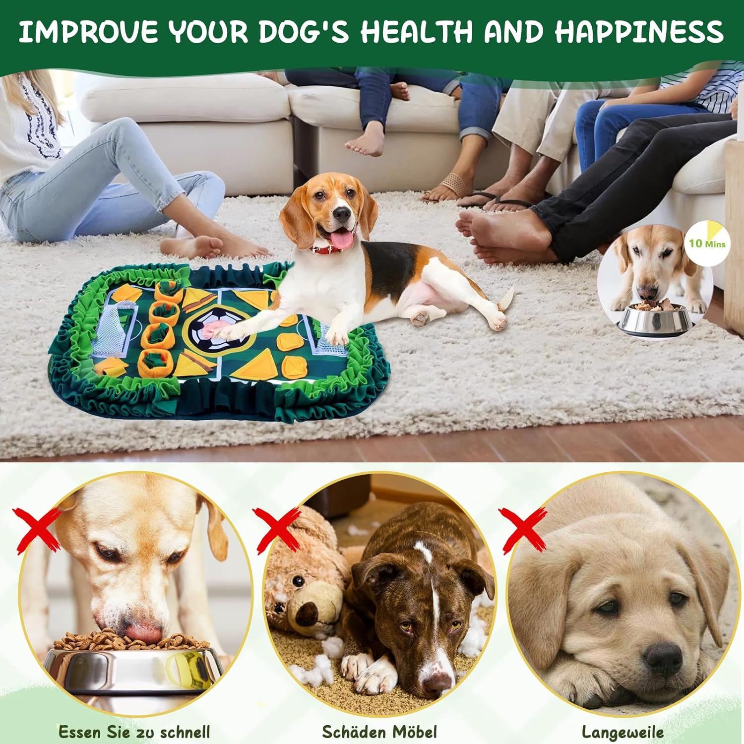 Detalle de Snuffle Mat for Dogs and Licky Mat with Suction Cups – 70x50 cm