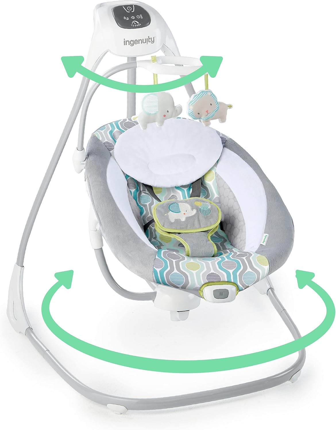 Detalle de Ingenuity Balancelle Toutconfort Everston — 6 vitesses, 3 sens de balancement et mobile avec 2 jouets peluche
