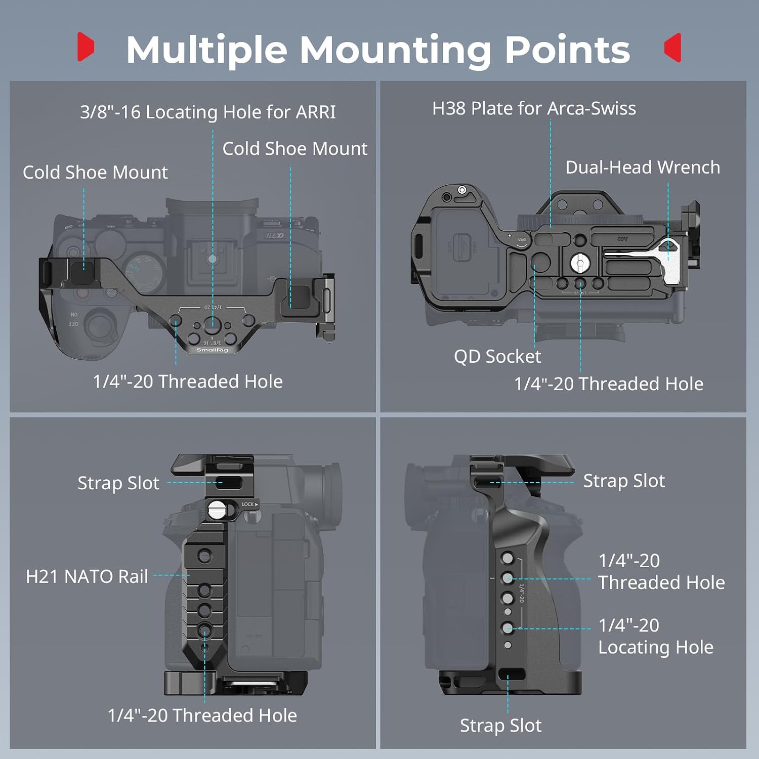 Thumbnail 6 de SMALLRIG HawkLock Quick Release Cage Kit for Sony Alpha A7 V / A7R V / A7 IV / A7S III