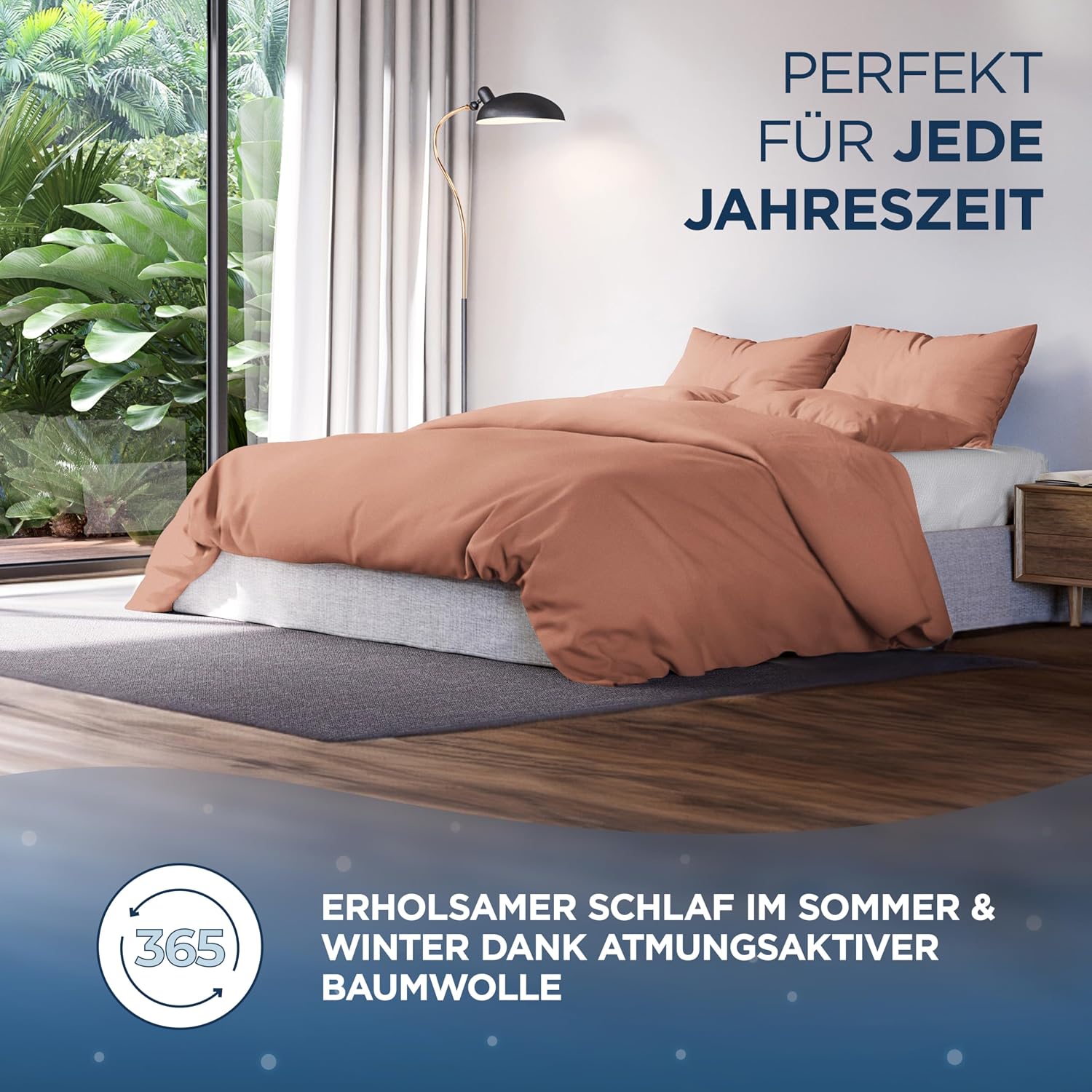 Detalle de Samthus Bettwäsche 140x200 Baumwolle Satin – Haptik und Qualität in Mokka Braun