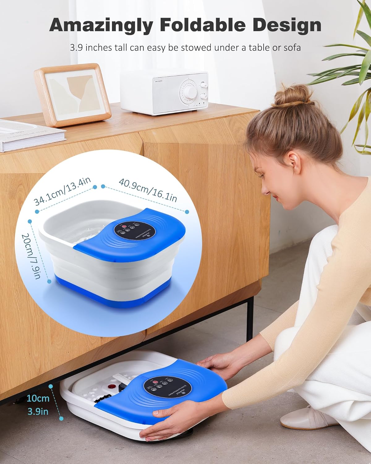 Thumbnail 4 de Fußbad Massagegerät mit Heizung: Wasser-Fußsprudelbad mit LCD-Temperaturregelung, Timer & Bimsstein (blau)