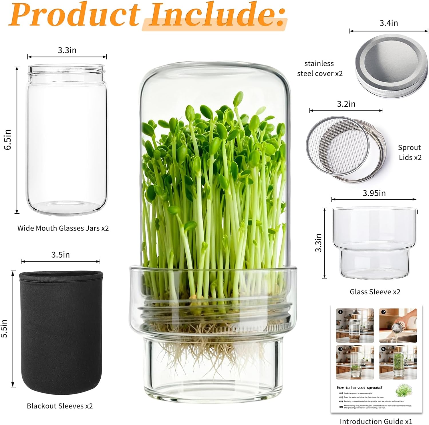 Detalle de Elitrivox Sprouting Jar Kit, 2-Pack