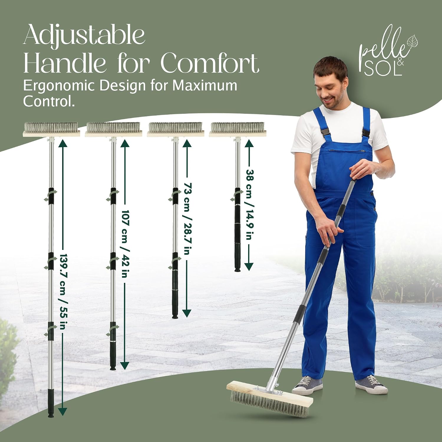 Thumbnail 2 de Pelle & Sol Heavy Duty Floor Scrubbing Brush – Telescopic Yard Brush for Outdoor Cleaning
