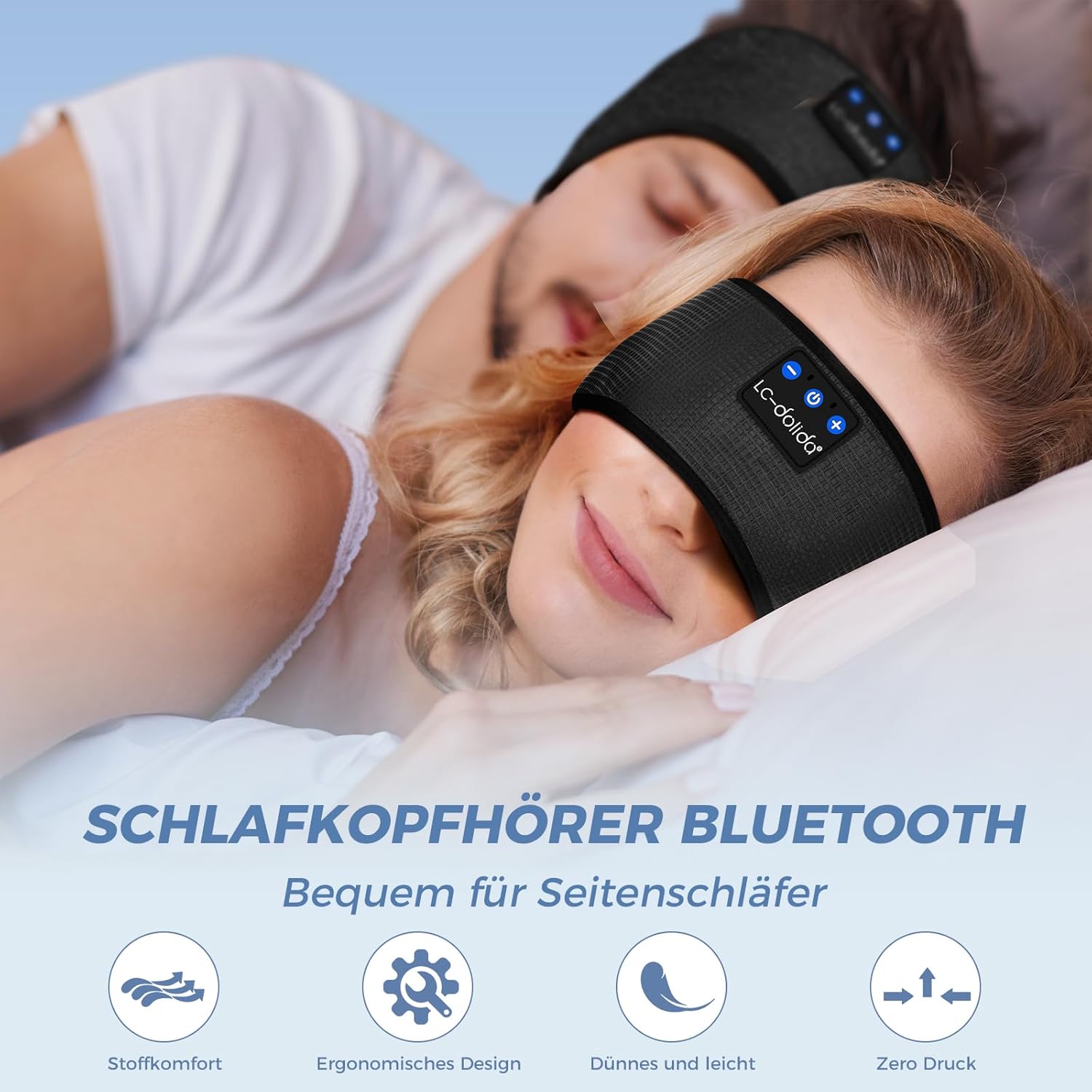 Thumbnail 1 de LC-dolida Schlafkopfhörer Bluetooth 5.4 als Stirnband – Schlafmaske & Headband in einem