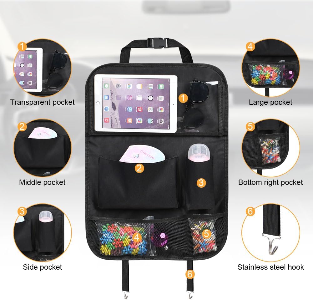 Thumbnail 2 de URAQT Car Seat Organizer 2 PCS — Back Seat Organisers with Folding Tray and Tablet Holder