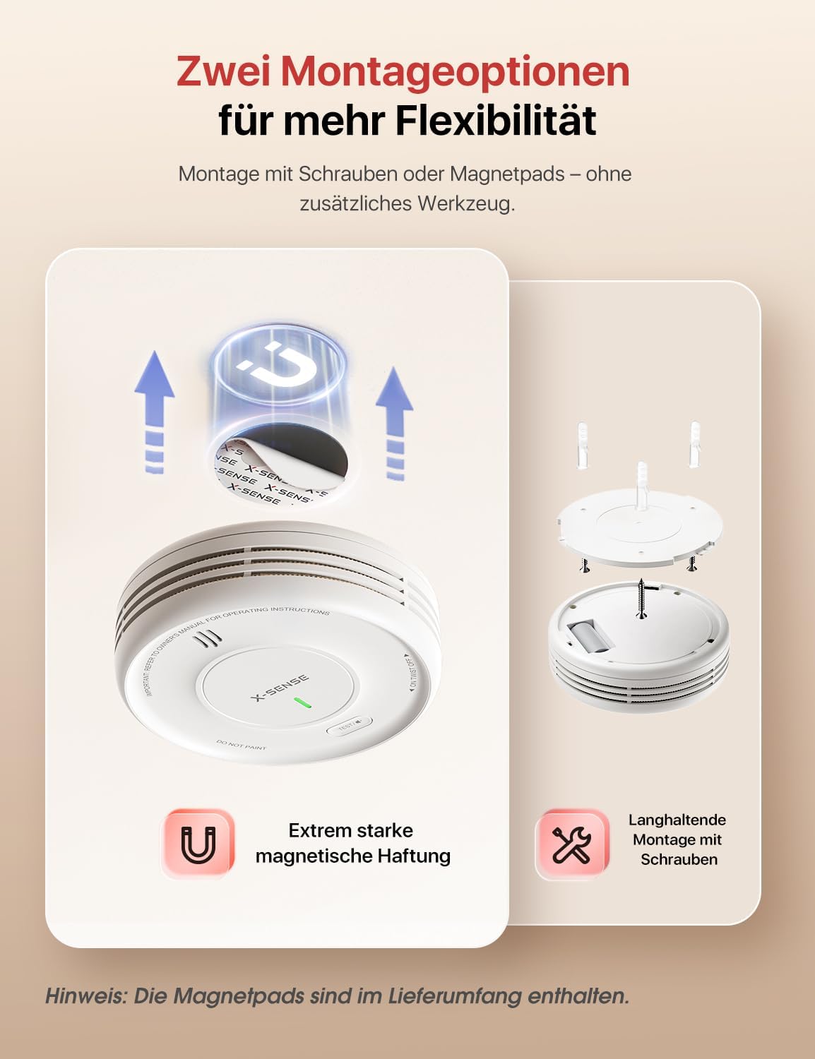 Thumbnail 3 de X-Sense XS0D-MR Intelligenter Rauchmelder WLAN mit Magnethalterung (3er-Set) – 2,4 GHz, 10 Jahre Lebensdauer