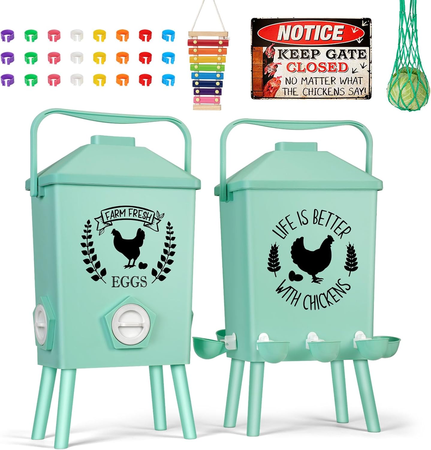 Detalle de TGEYD Hanging Chicken Feeder and Waterer Set, 4.2-Gallon Capacity