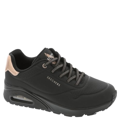 Detalle de Skechers Mujer Uno Shimmer Away Trainers en Black Durabuck con detalles Rose Gold (EU 38)