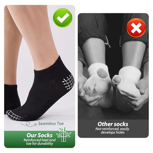 Detalle de SockWaddles Bamboo Trainer Socks – 10 Pairs, Black, Low Cut Seamless, Moisture-Wicking for Men and Women