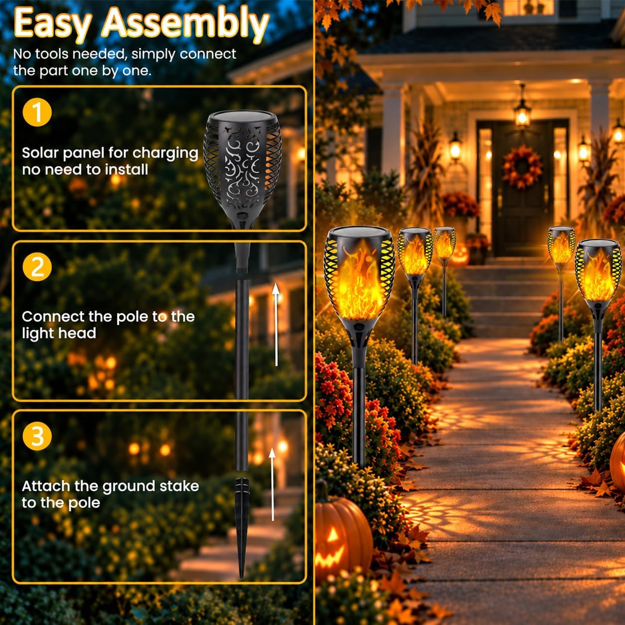Thumbnail 4 de SANJICHA Solar Torch Lights, 6-Pack Orange Flickering Flame, IP65 Waterproof
