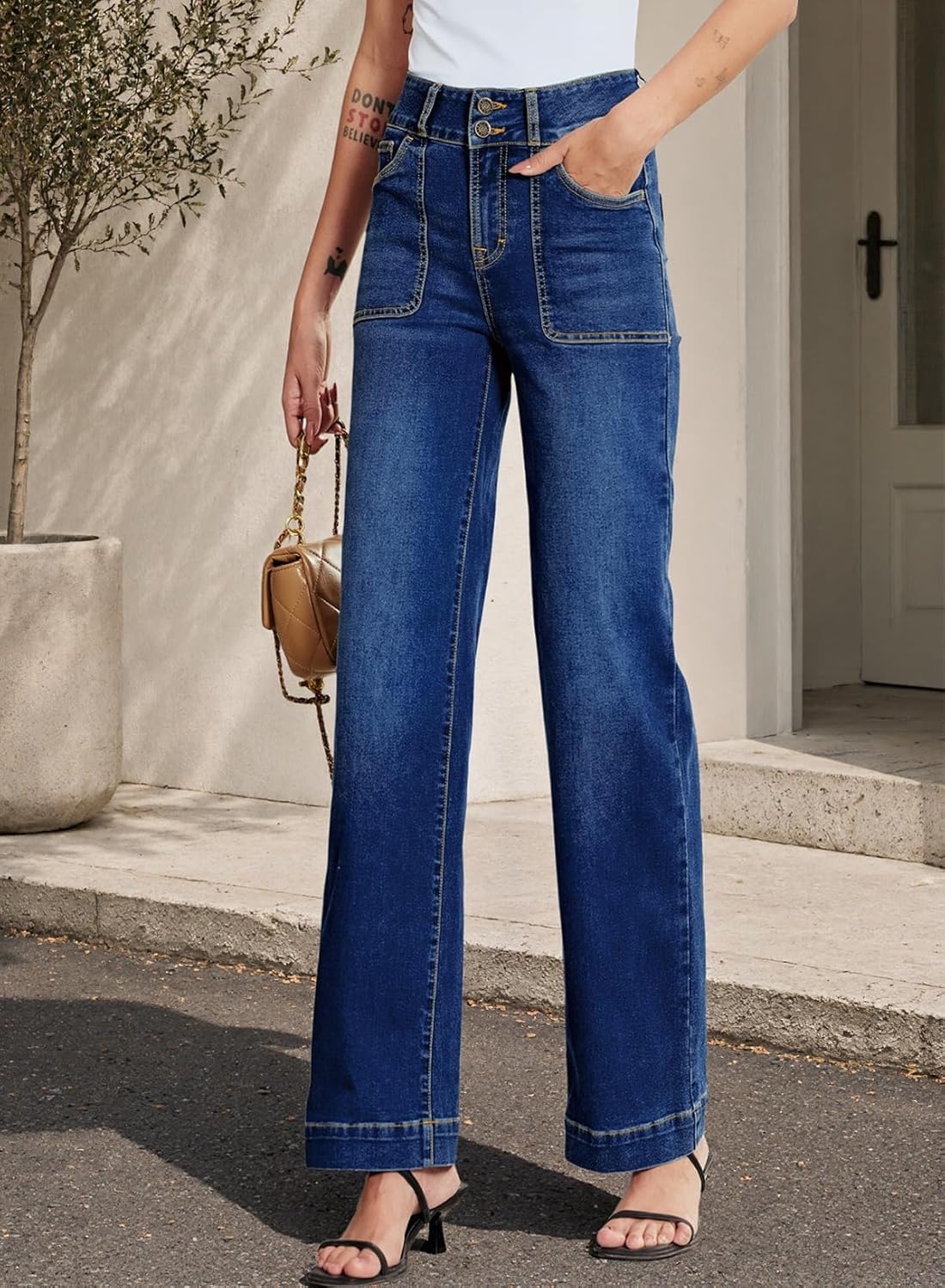Detalle de Sidefeel Wide Leg High Waisted Jeans