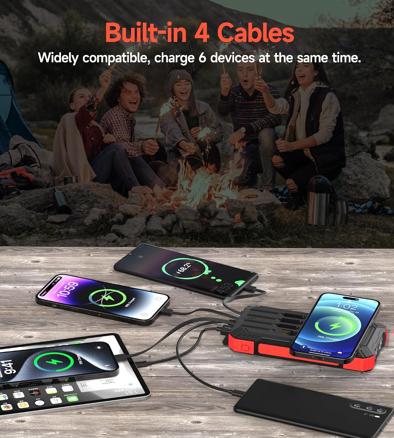 Detalle de Power Bank Solare 56800mAh con ricarica wireless: energia indipendente per esterni e viaggio
