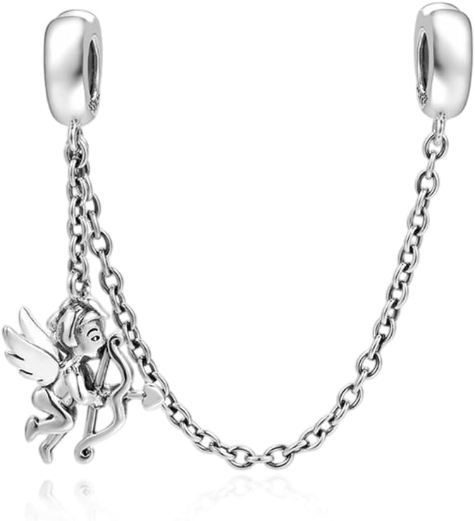 Detalle de LMLMECREA Damen Sicherheitskette 925 Silber – Clip Charm mit Gänseblümchen