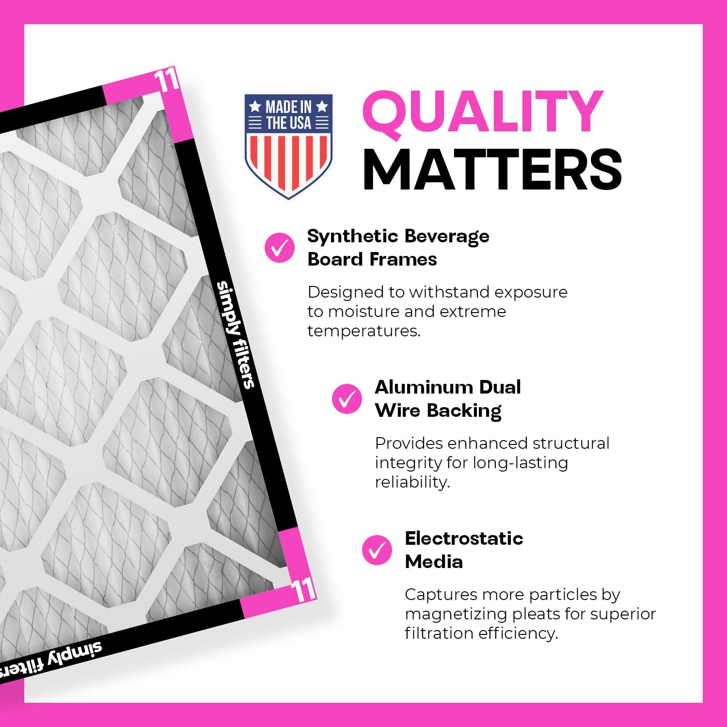 Detalle 2 de Simply 16x25x1 Air Filter, MERV 11 — 4 Pack for Home HVAC