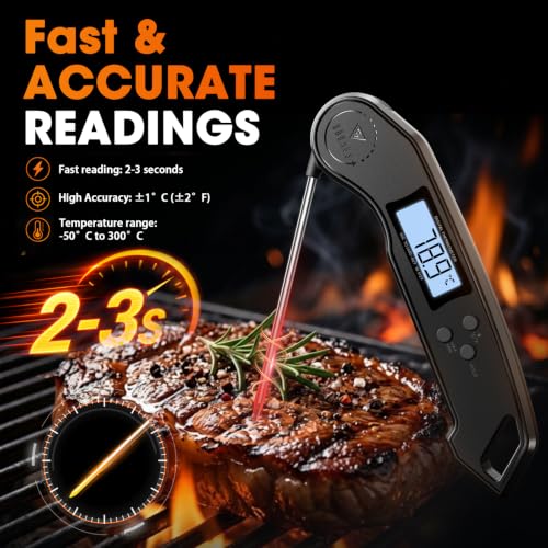 Thumbnail 1 de DOQAUS Meat Thermometer: 3s Read, ±1°C Accuracy, Black