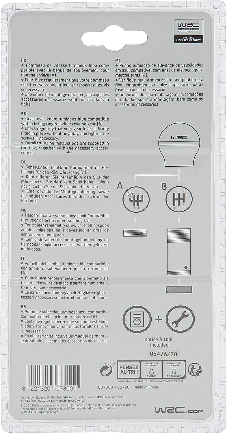 Thumbnail 6 de WRC 007300 Pommeau de Vitesse Lumineux Bleu – Aluminium Brillant/Brossé