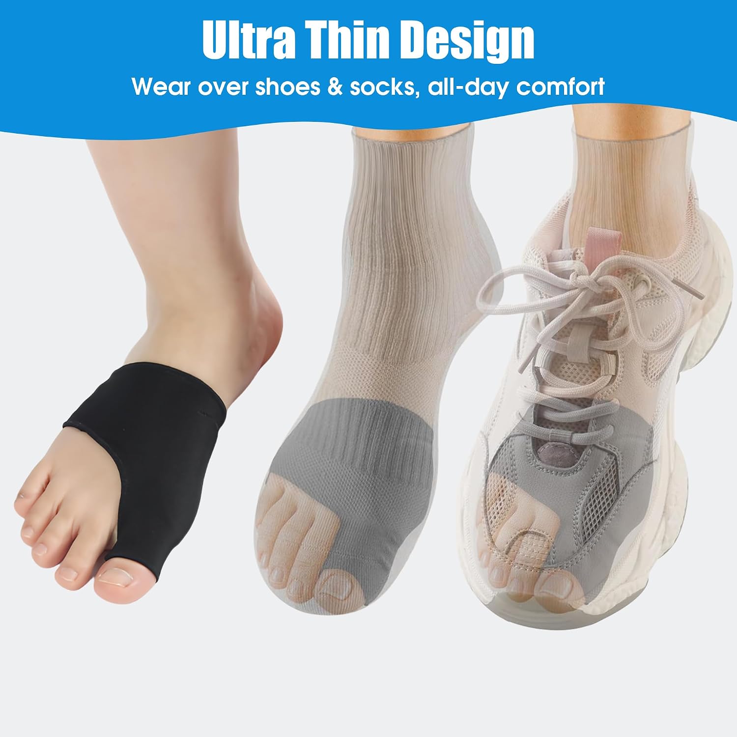 Detalle de EASICUTI Bunion Corrector Relief Sleeve (2 pairs) – gel cushion pads for hallux valgus protection