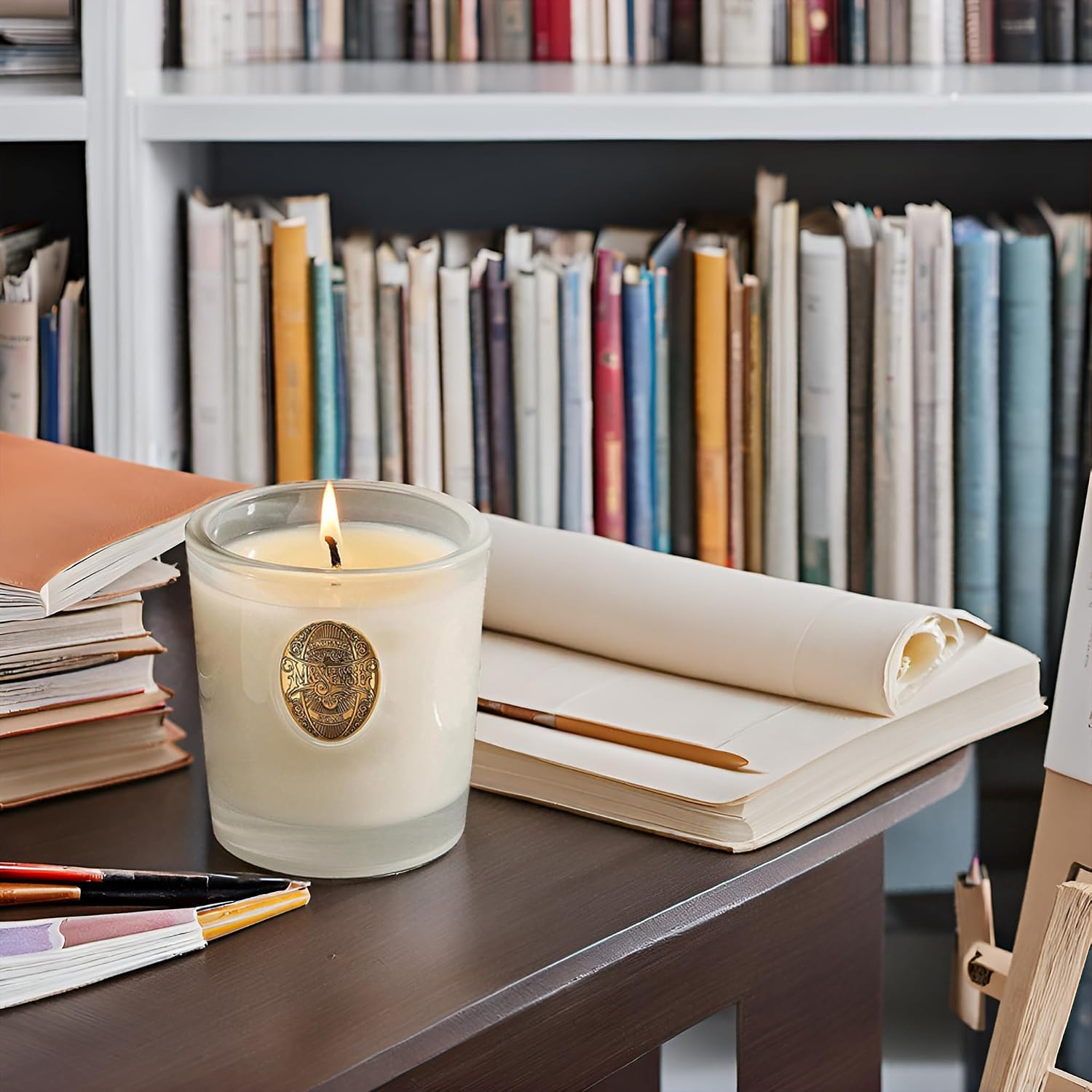 Detalle de M&SENSE Scented Candles 260g Vanilla Dream – Natural Soy Wax, 55 Hours Burn Time