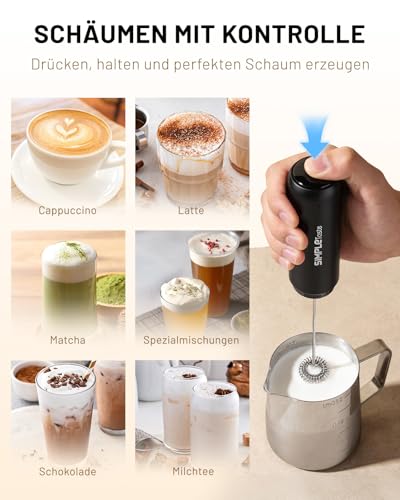 Detalle 2 de SIMPLETASTE Milchaufschäumer Elektrisch Handheld – kompakt, USB-C aufladbar