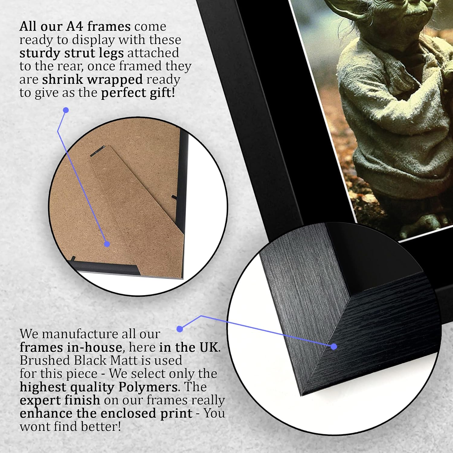 Thumbnail 6 de HWC Trading Frank Oz signed framed A4 Star Wars Yoda print gift (FRAMED A4)