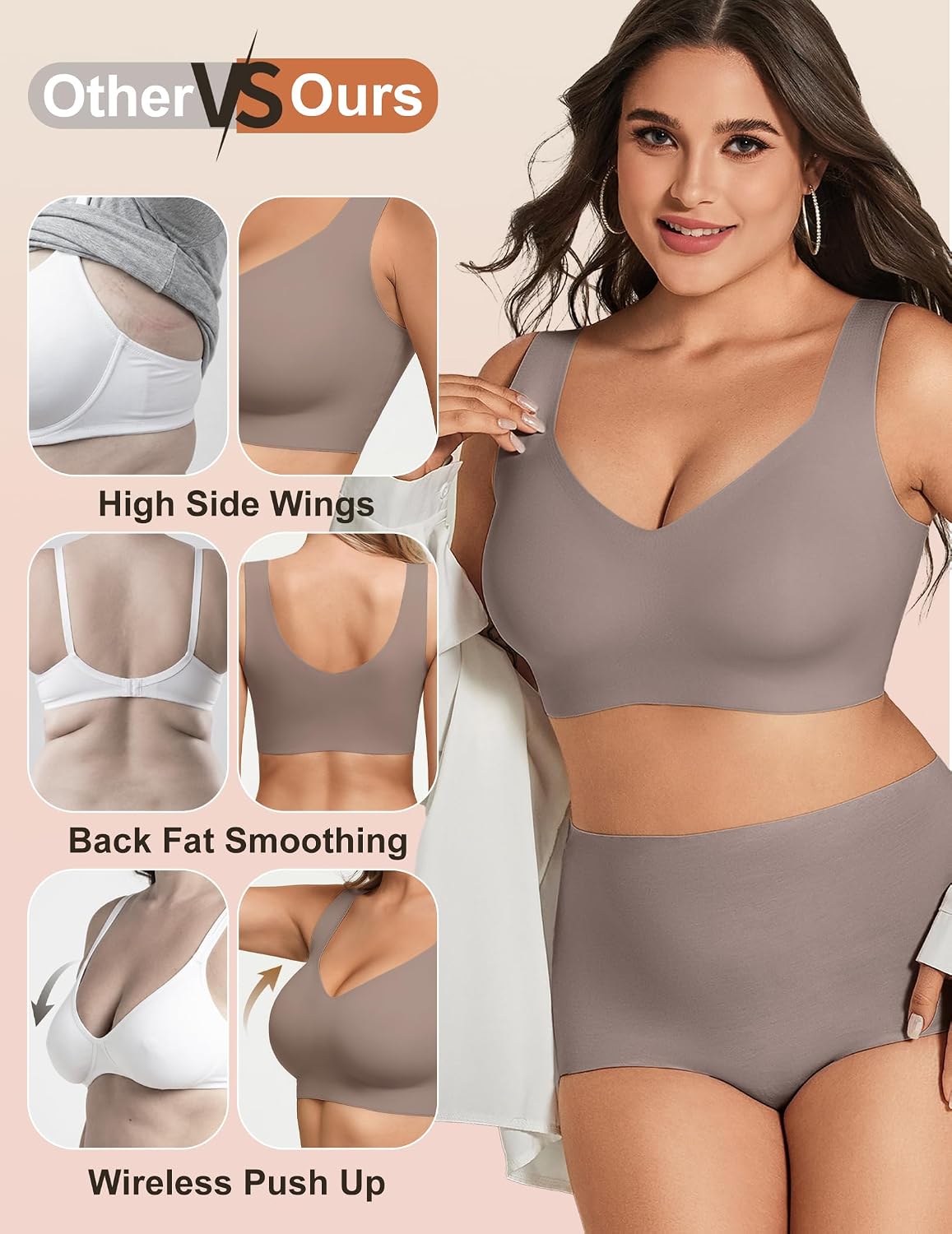Detalle de Showyoo Jelly Bra, Seamless Wireless Pullover Bralette with Wide Straps