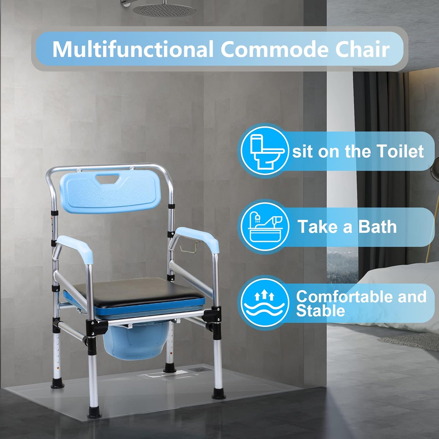 Detalle 2 de Tubiaz M1-GGP8073c Toilettenstuhl höhenverstellbar 42–54 cm 🚽