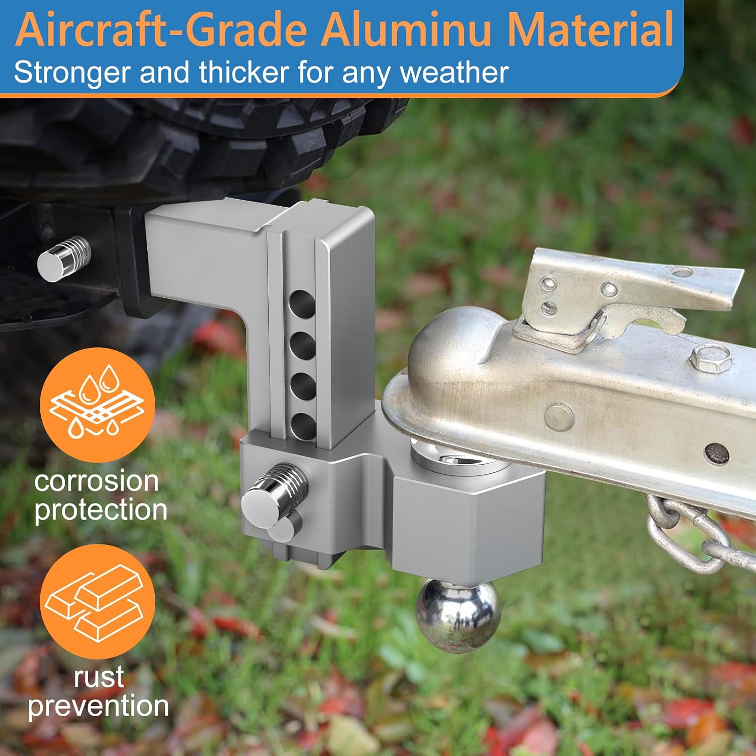 Detalle de Tlvuvmo Adjustable Trailer Hitch for 2 Inch Receiver with Dual-Ball Design