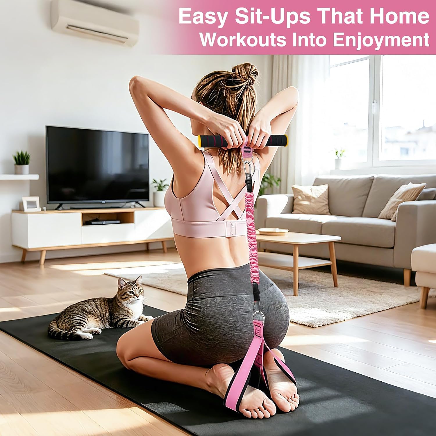 Detalle de 2026 Upgraded Pedal Resistance Bands with Handles – 3-Level Full Body Workout Set for Women
