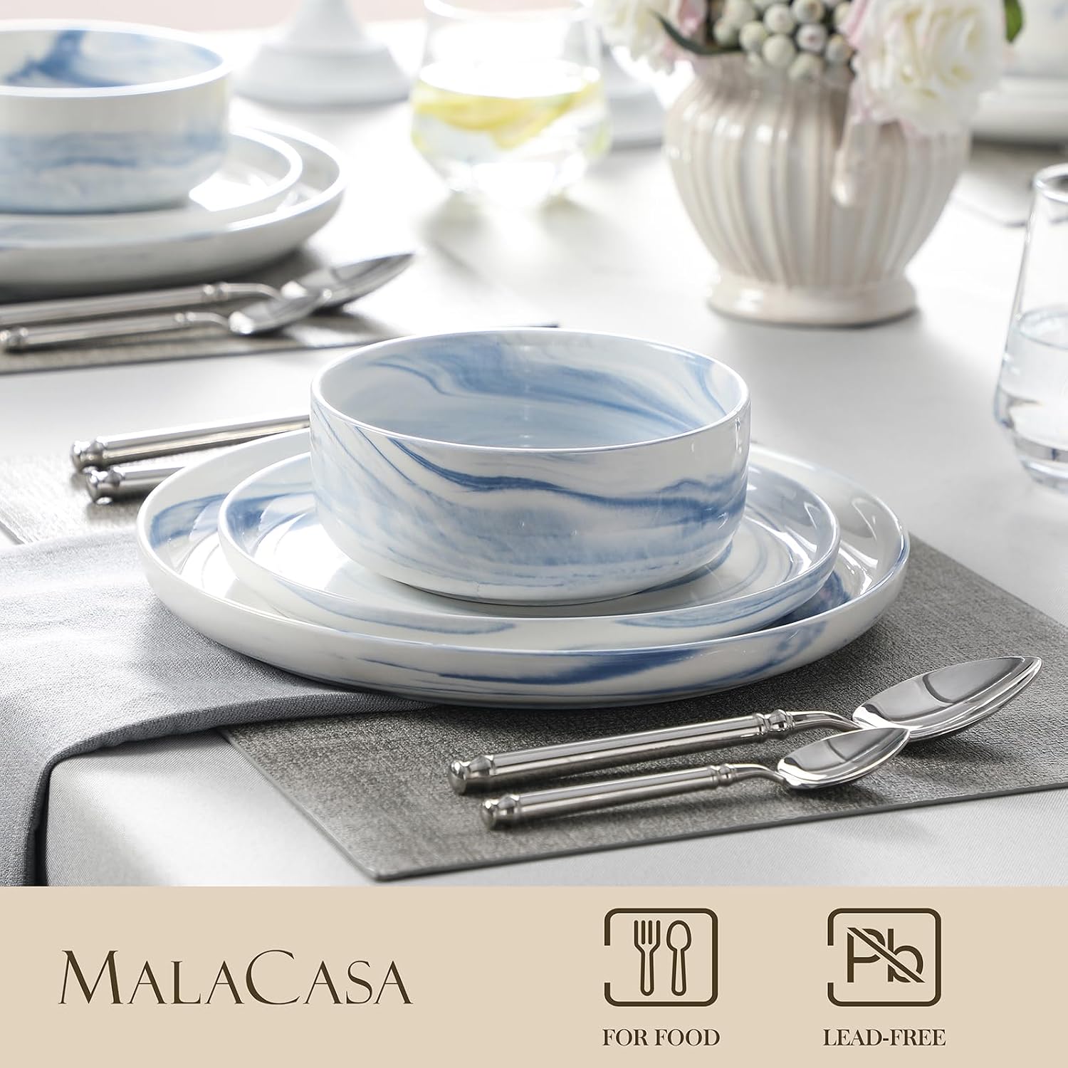 Thumbnail 2 de MALACASA LUNA 12-piece porcelain dinnerware set 🍽