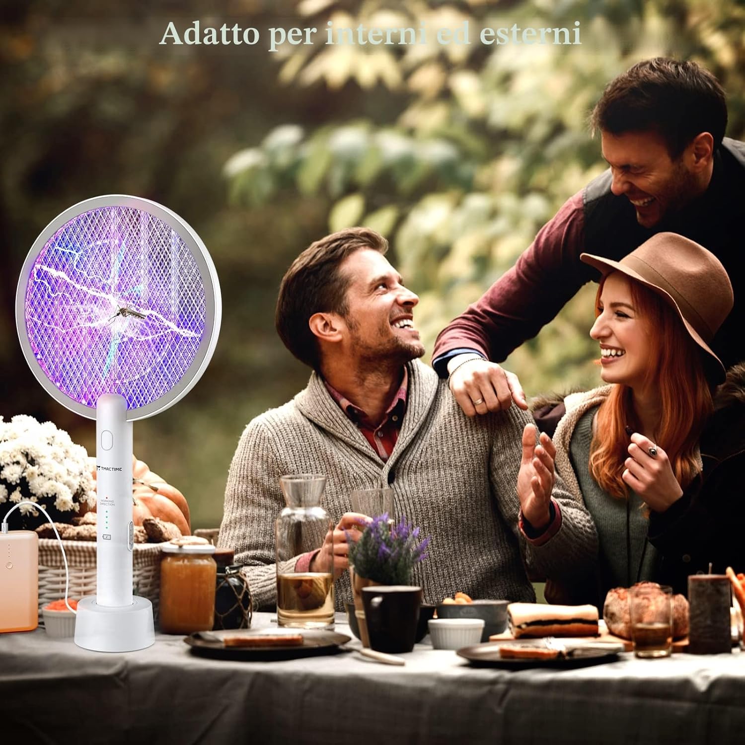 Detalle de TMACTIME Racchetta Zanzare Elettrica 4000V 2-in-1 con USB ricaricabile e lampada UV