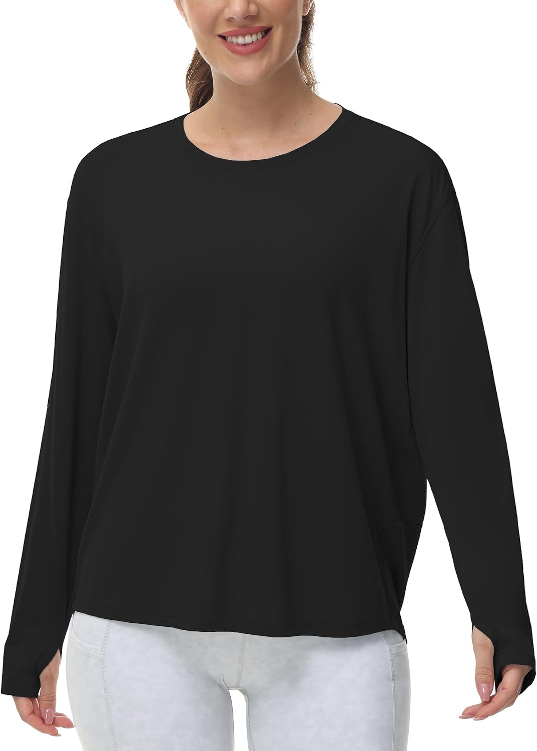 Thumbnail 1 de THE GYM PEOPLE Women's Long Sleeve Sports Shirt, Loose Fit with Thumb Holes
