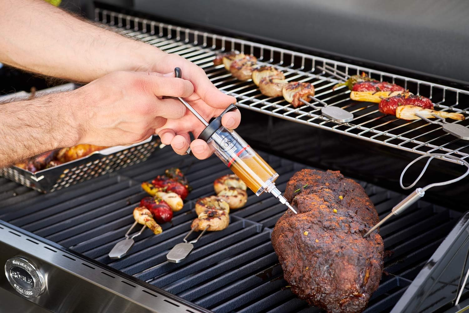 Detalle de RÖSLE Barbecue-Kerntemperaturmesser – hochwertiges Grillthermometer mit Magnethalterung
