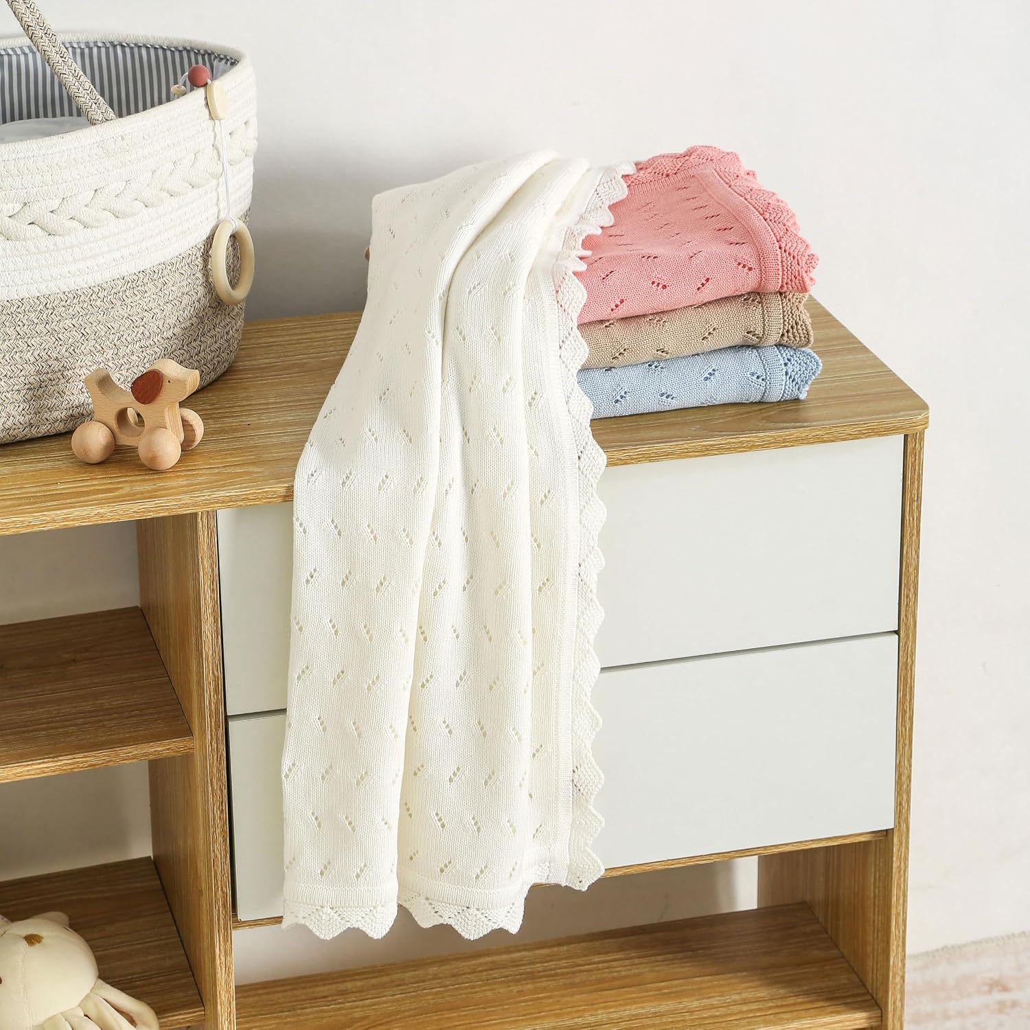 Thumbnail 4 de Loyfoky Baby Knit Blanket 100% Cotton 100x80cm