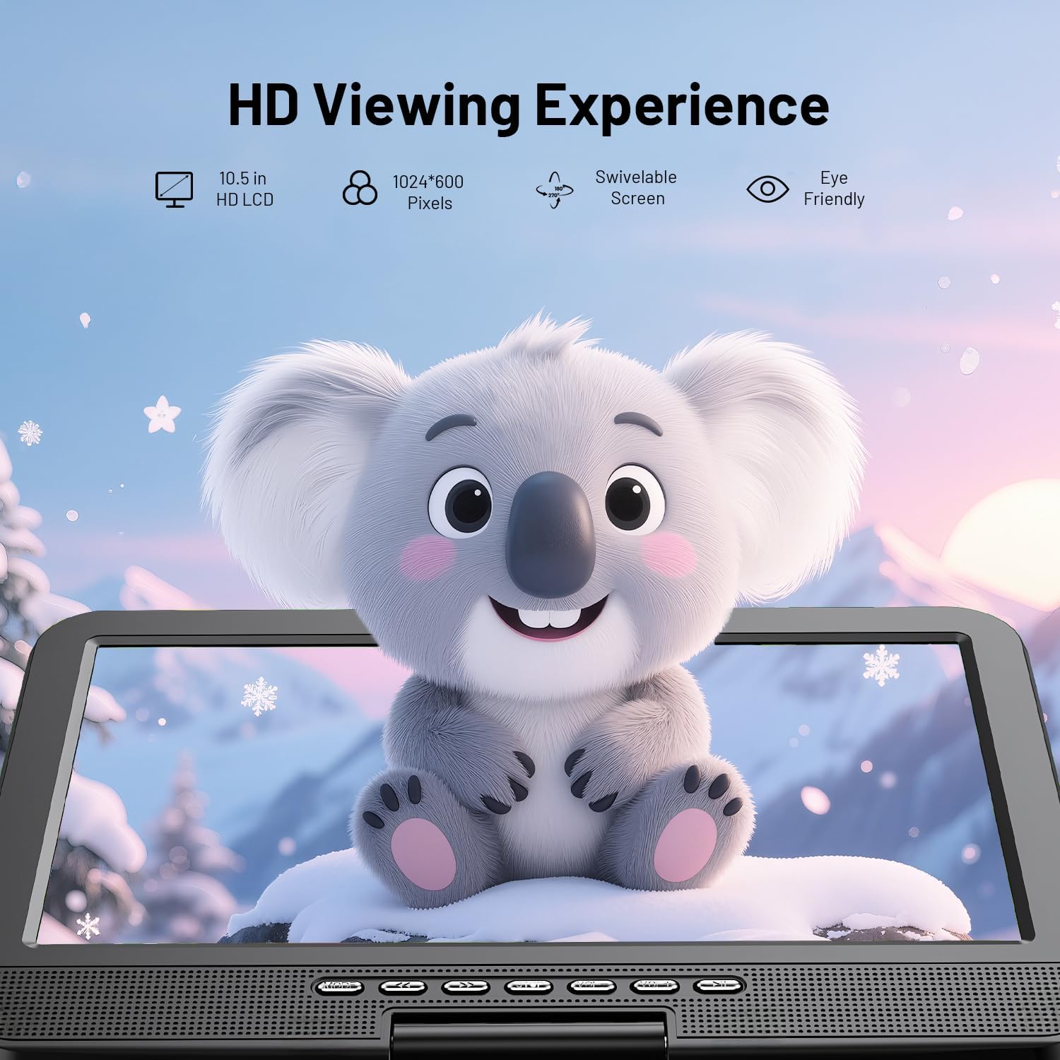 Thumbnail 1 de POFOTO 12.5" Portable DVD Player with 10.5" HD Swivel Screen (Car DVD Player + Dual Speakers, 6-Hour Battery)