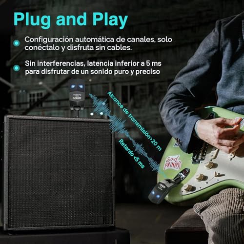 Detalle de LEKATO WS80: Sistema inalámbrico 2,4 GHz para guitarra y bajo
