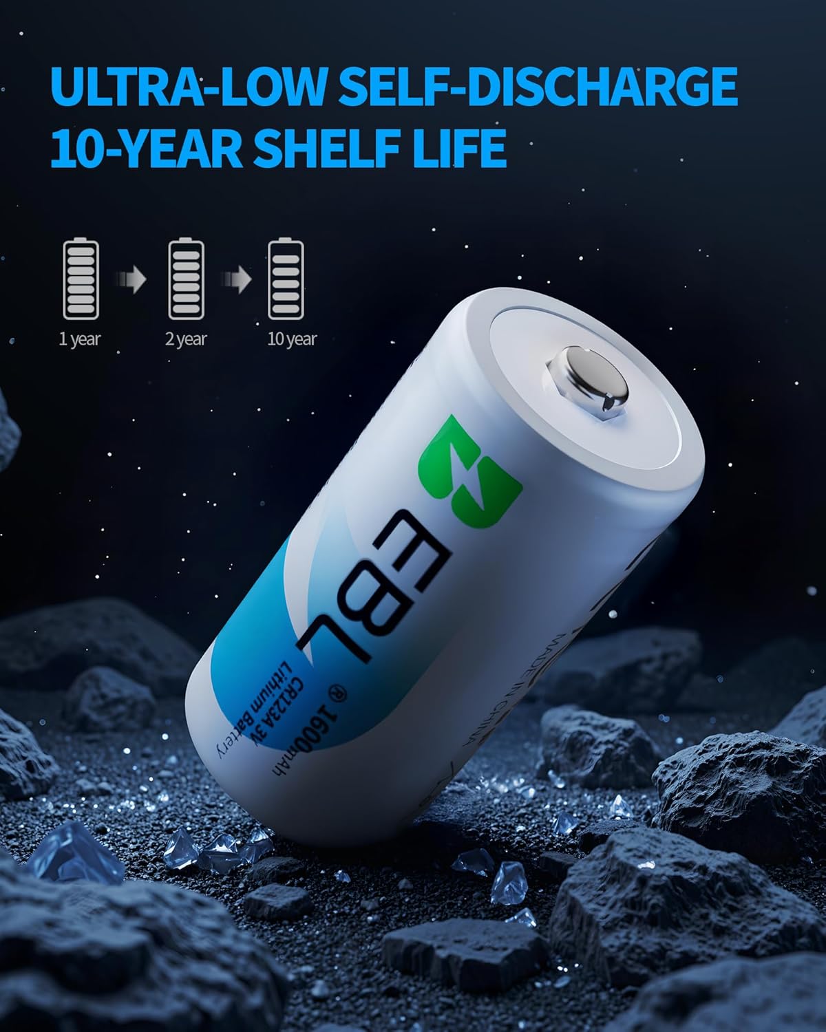 Thumbnail 3 de EBL CR123A 3V Lithium Battery 1600mAh (6-Pack): Long-Lasting Power for Cameras, Lights & Alarms