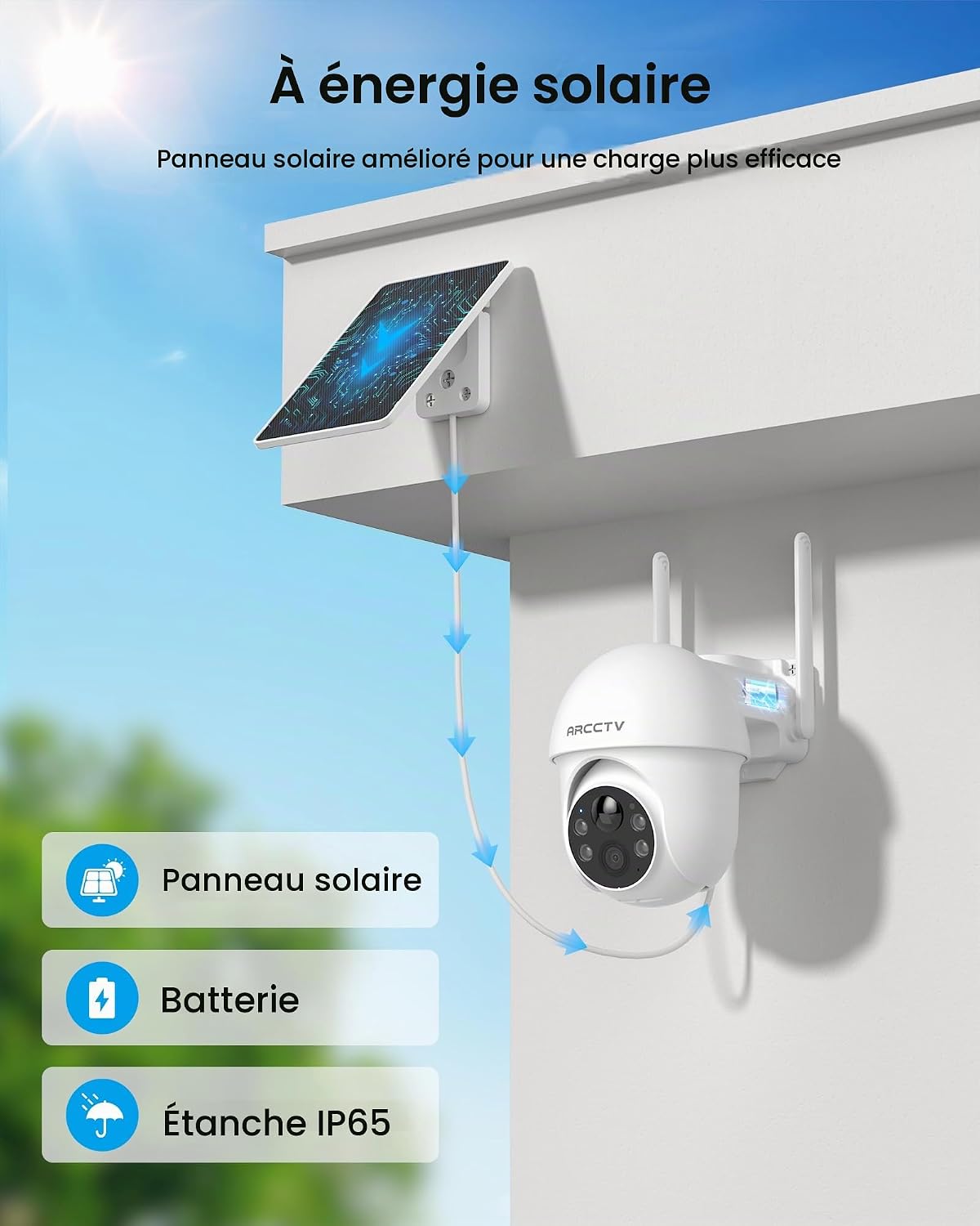 Detalle 2 de ARCCTV Q1 bewakingscamera op zonne-energie, 4 MP en dualbandwifi voor buiten