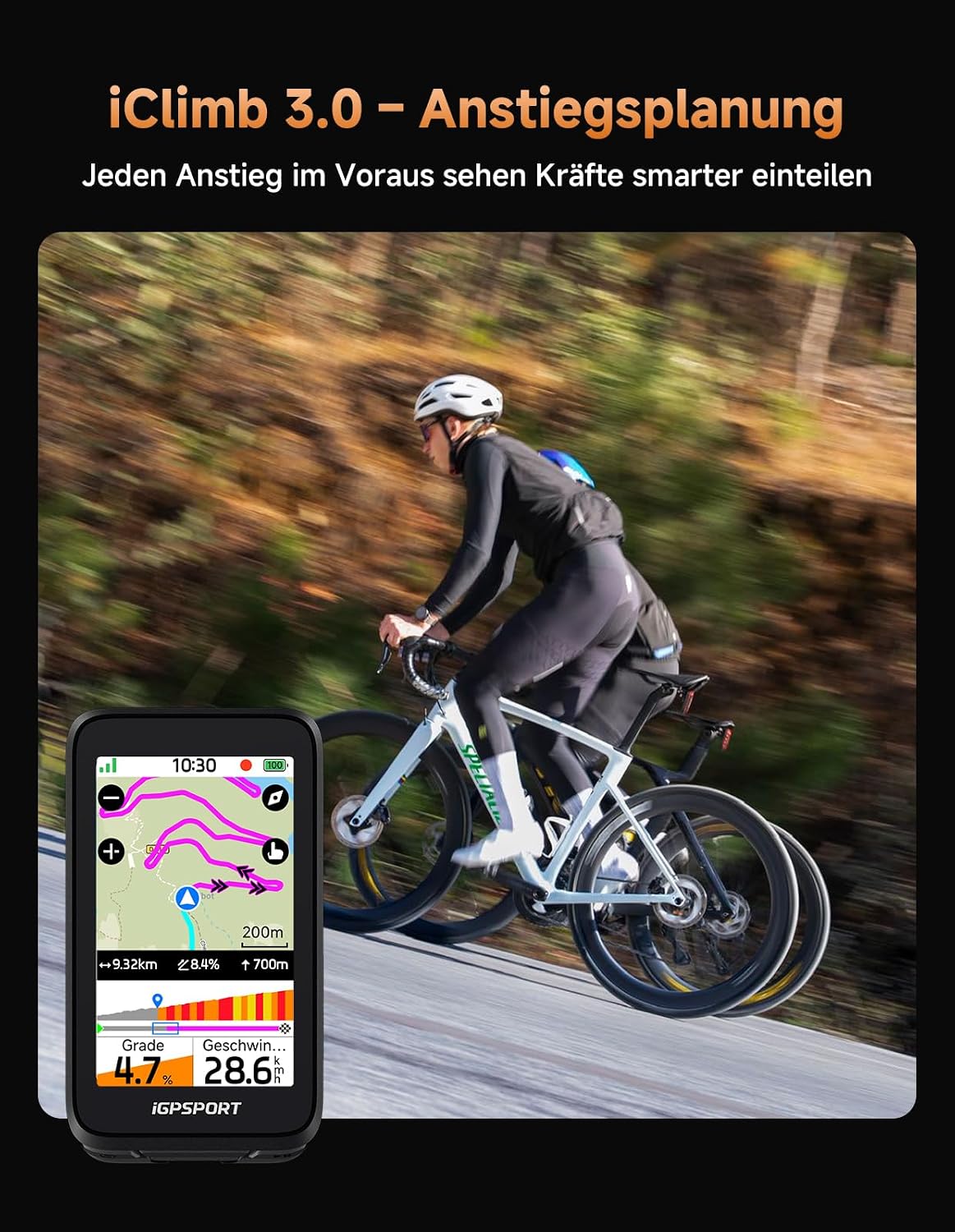 Thumbnail 6 de iGPSPORT BiNavi Air Fahrradcomputer Kabellos – GPS, 3,0'' Touchscreen, Kartennavigation und Kletterfunktionen