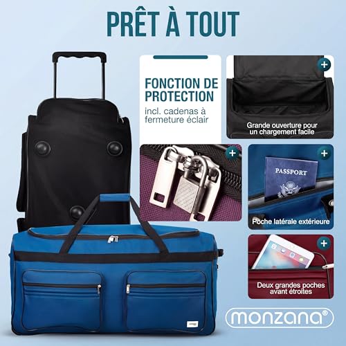 Thumbnail 6 de Monzana Sac de Voyage XXL Rouge à Roulettes – 160 L