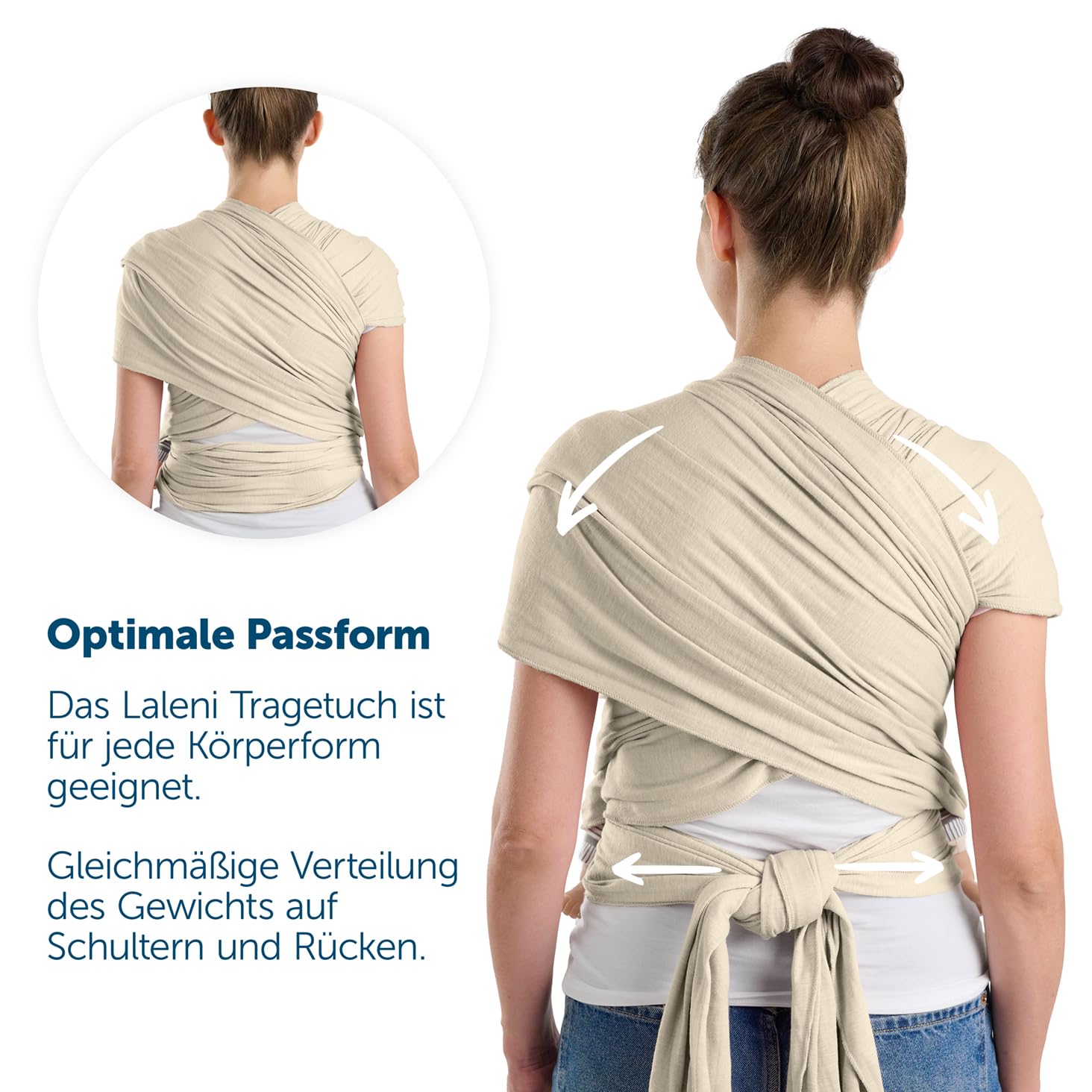 Thumbnail 4 de Laleni Tragetuch Baby – Neugeboren bis 15 kg, 100% Baumwolle, OEKO-TEX, 5,10 m Beige