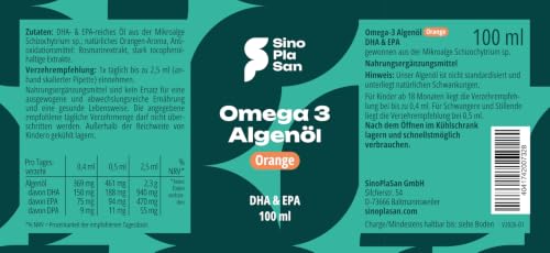 Thumbnail 7 de SinoPlaSan Premium Omega 3 Algenöl vegan hochdosiert 100 ml mit Orangennote