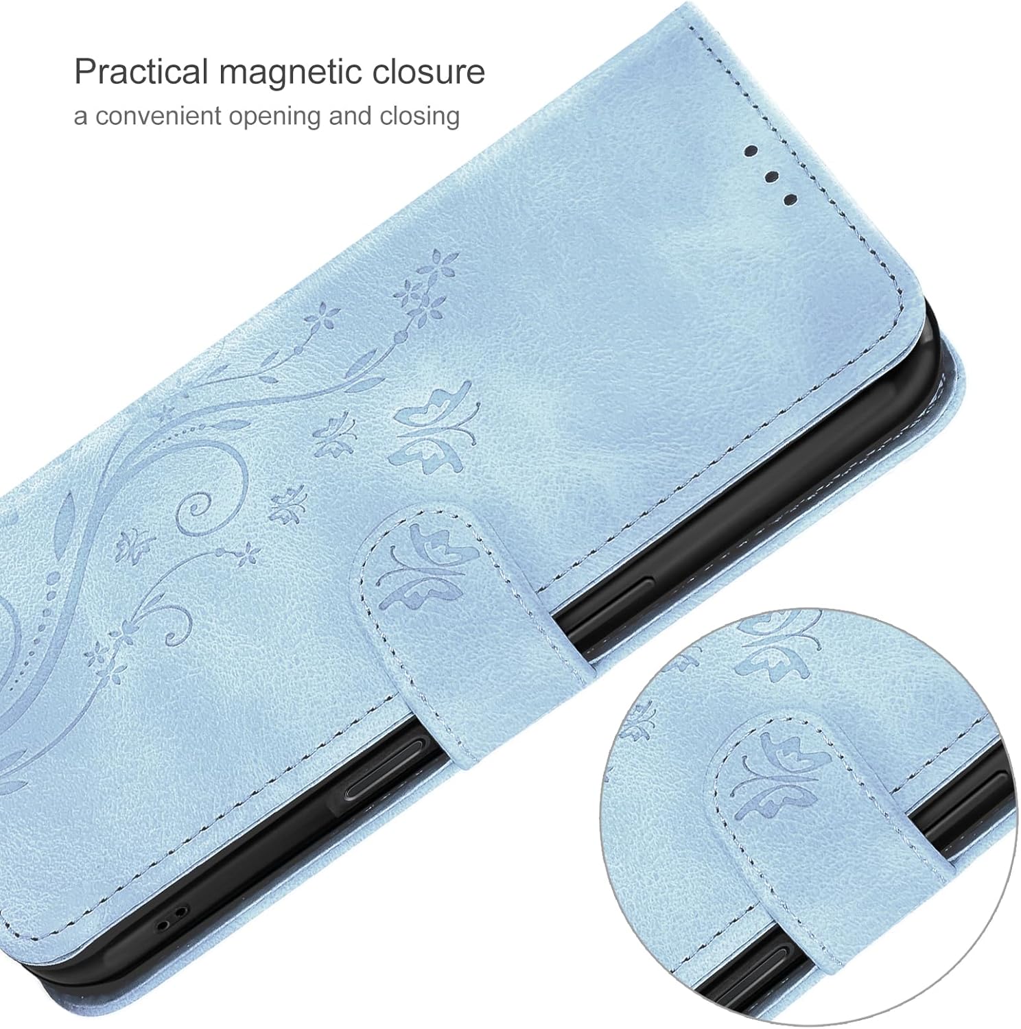 Thumbnail 6 de AROYI Case for iPhone 17 with Tempered Glass Screen Protector & Wallet Fold - Mist Blue