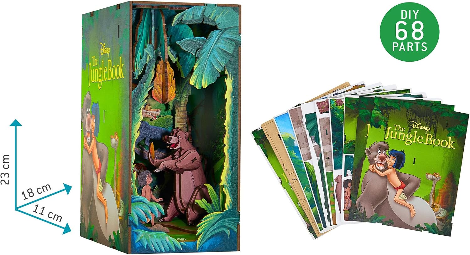 Detalle de Revell Tiny Adventures Serre-Livres Livre de la Jungle – Maison Miniature 3D en Bois avec LED
