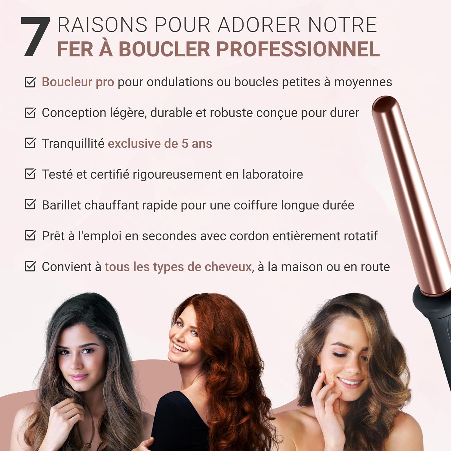 Detalle 2 de Golden Curl Boucleur 18–25 mm pour cheveux 🎀